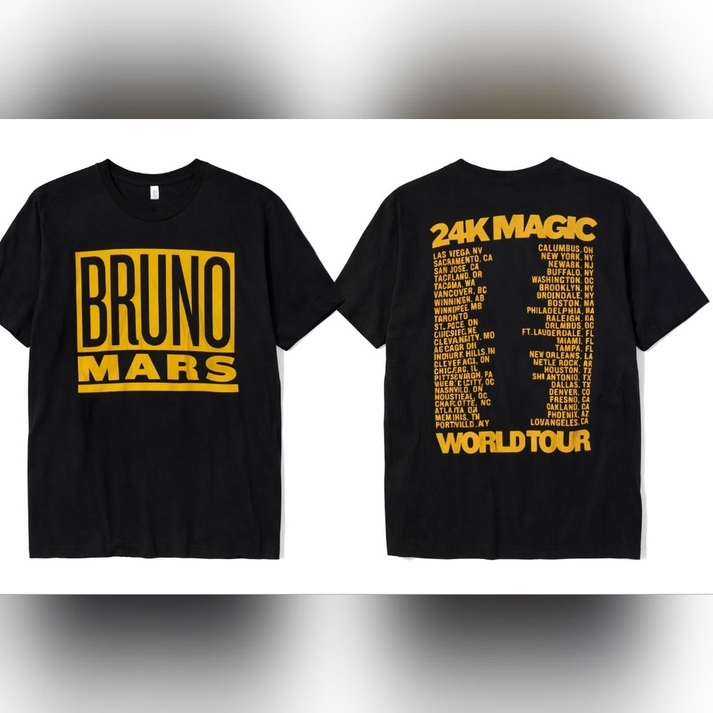 Bruno Mars Official‎ 24K Magic World Tour Concert Tee - Soft Bella+Canvas Large
